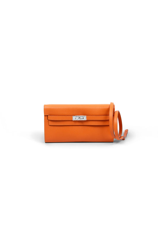 Hermés Kelly Wallet To Go in Orange PHW