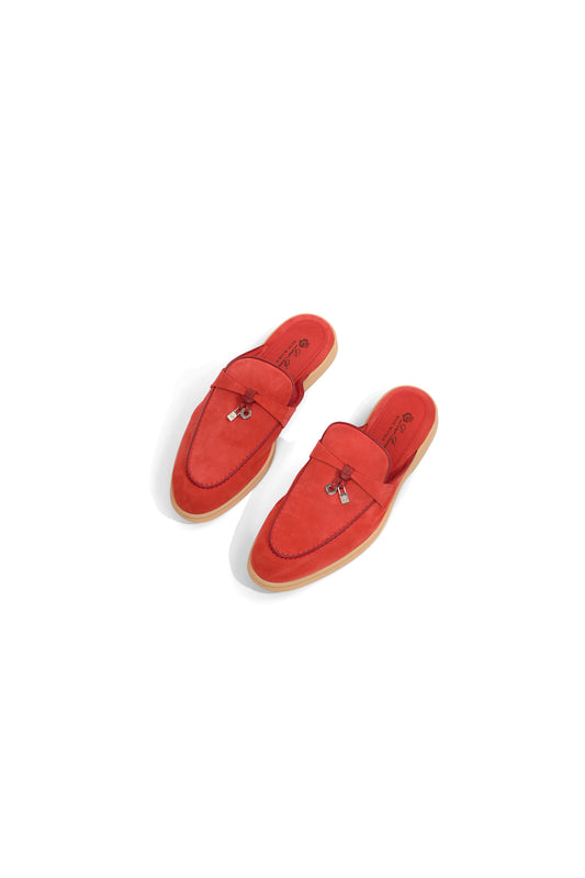 Loro Piana Babouche Mule in Red Fish
