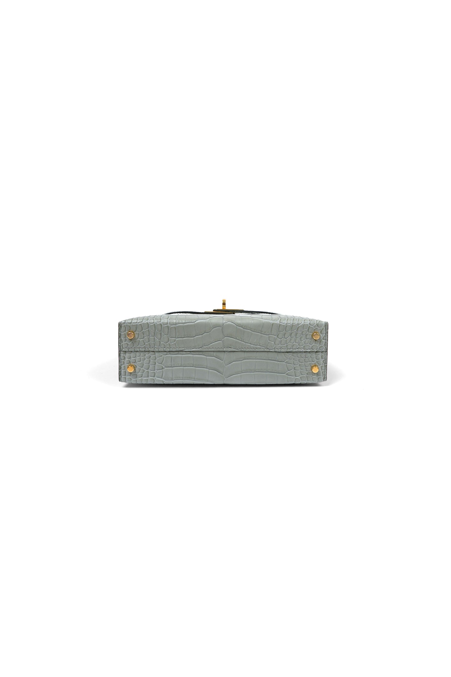 Hermes Mini Kelly Crocodile in Gris Cement with Gold Hardware