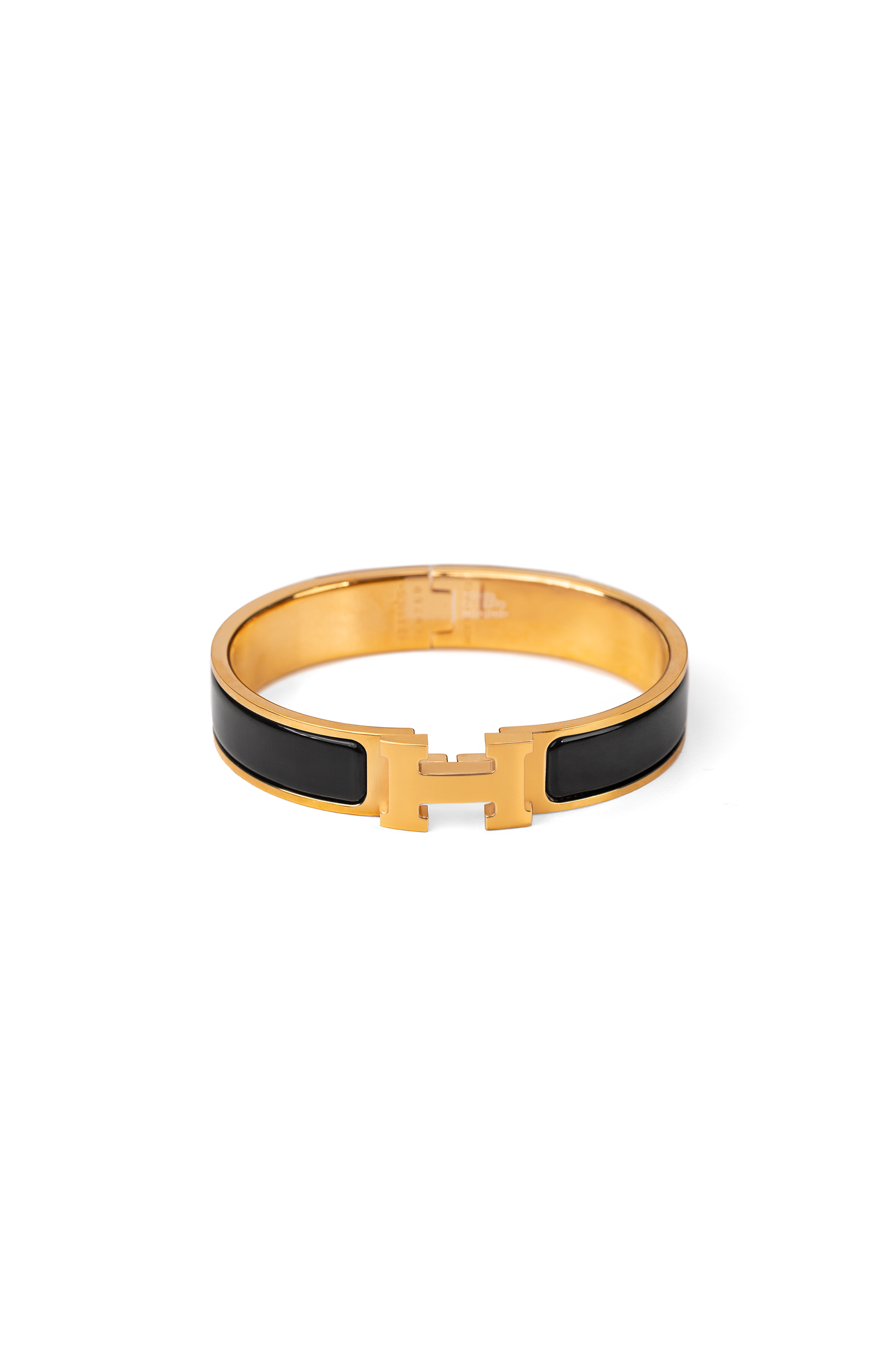Hermes Clic H Bracelet in Black/Rose Gold
