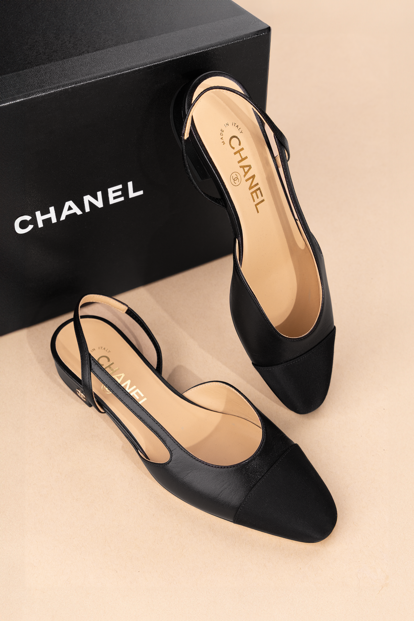 Chanel Black Flat Slingback
