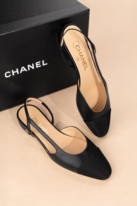 Chanel Black Flat Slingback