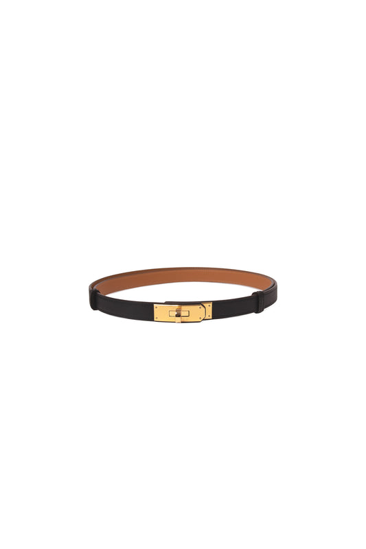 Hermes Kelly Belt in Black with Gold Hardware