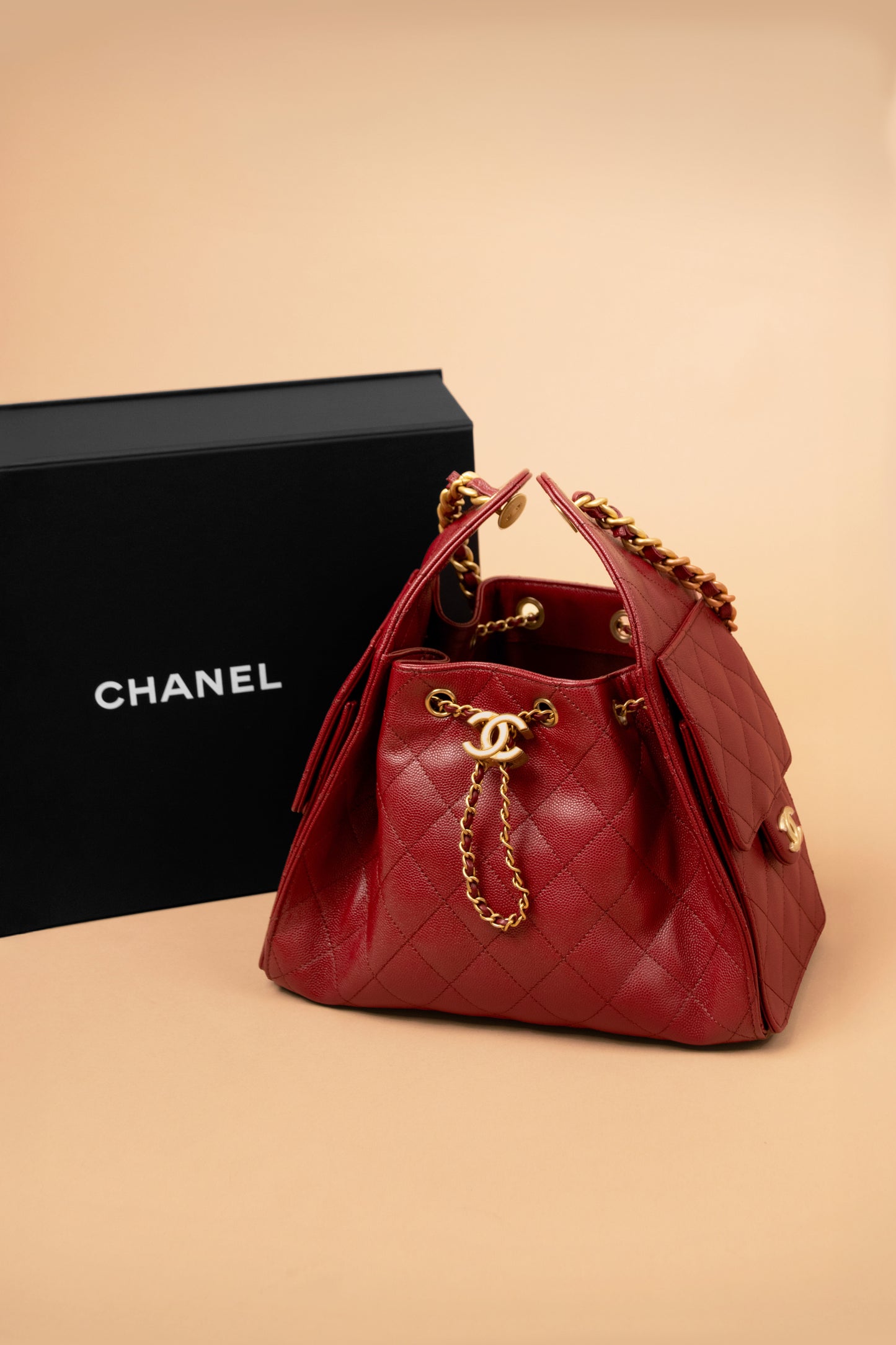 Chanel Red Hobo 25 Bag