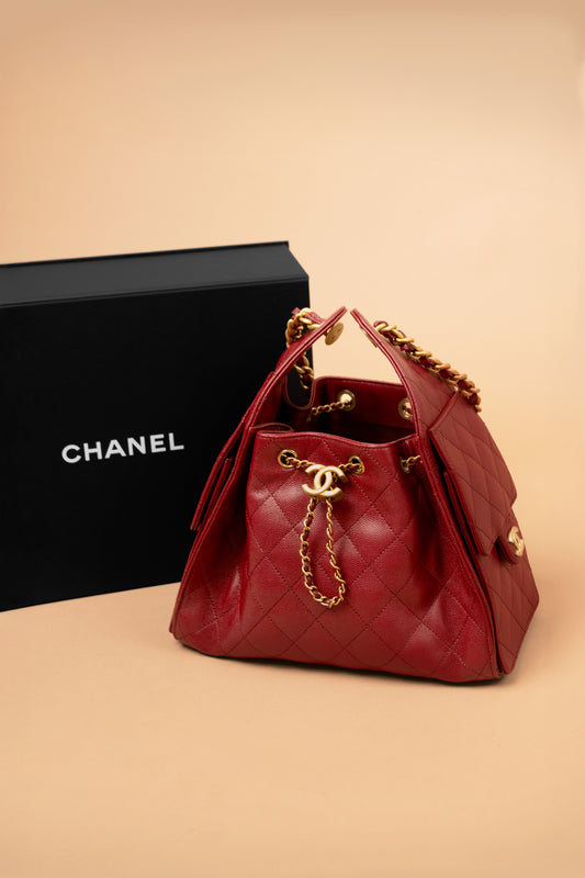 Chanel Red Hobo 25 Bag