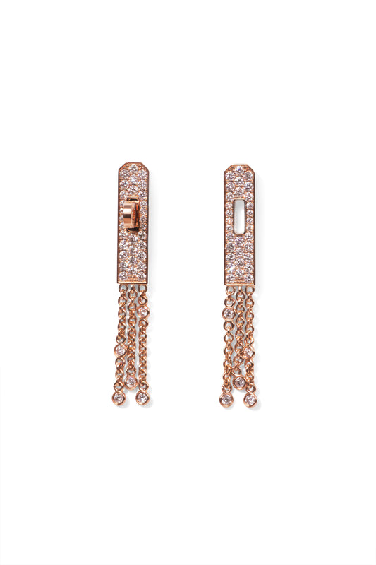 Hermes Kelly Gavroche Rose Gold Diamond Earrings