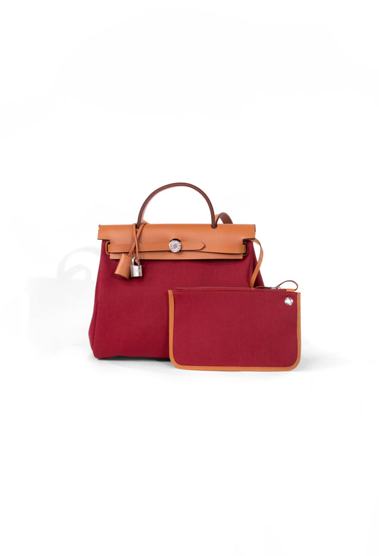 Hermes Herbag 31 Rouge Grenat/ Fauve PHW