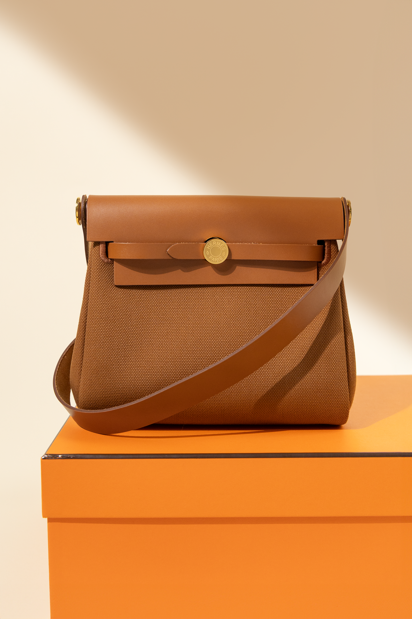 Hermès Mini Herbag Zip 20 Canvas in Fauve