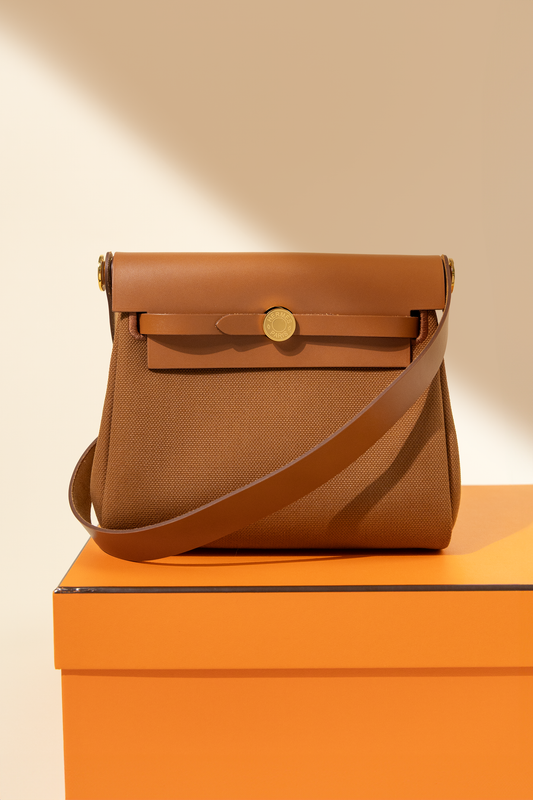 Hermès Mini Herbag Zip 20 Canvas in Fauve