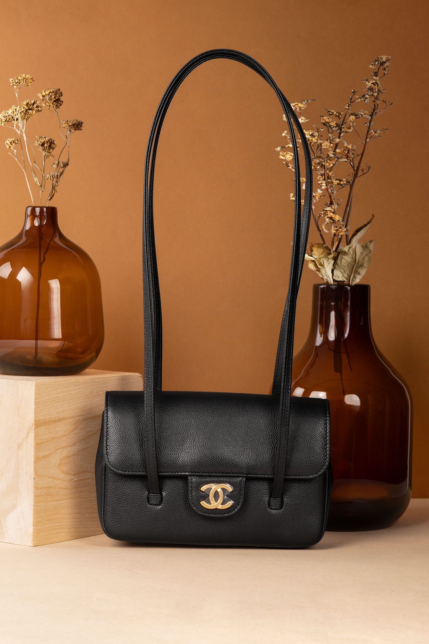 Chanel Mini Caviar Preppy Bag in Black