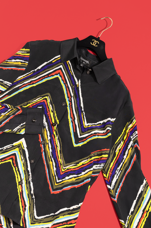Chanel Silk Shirt in Black & Multicolor