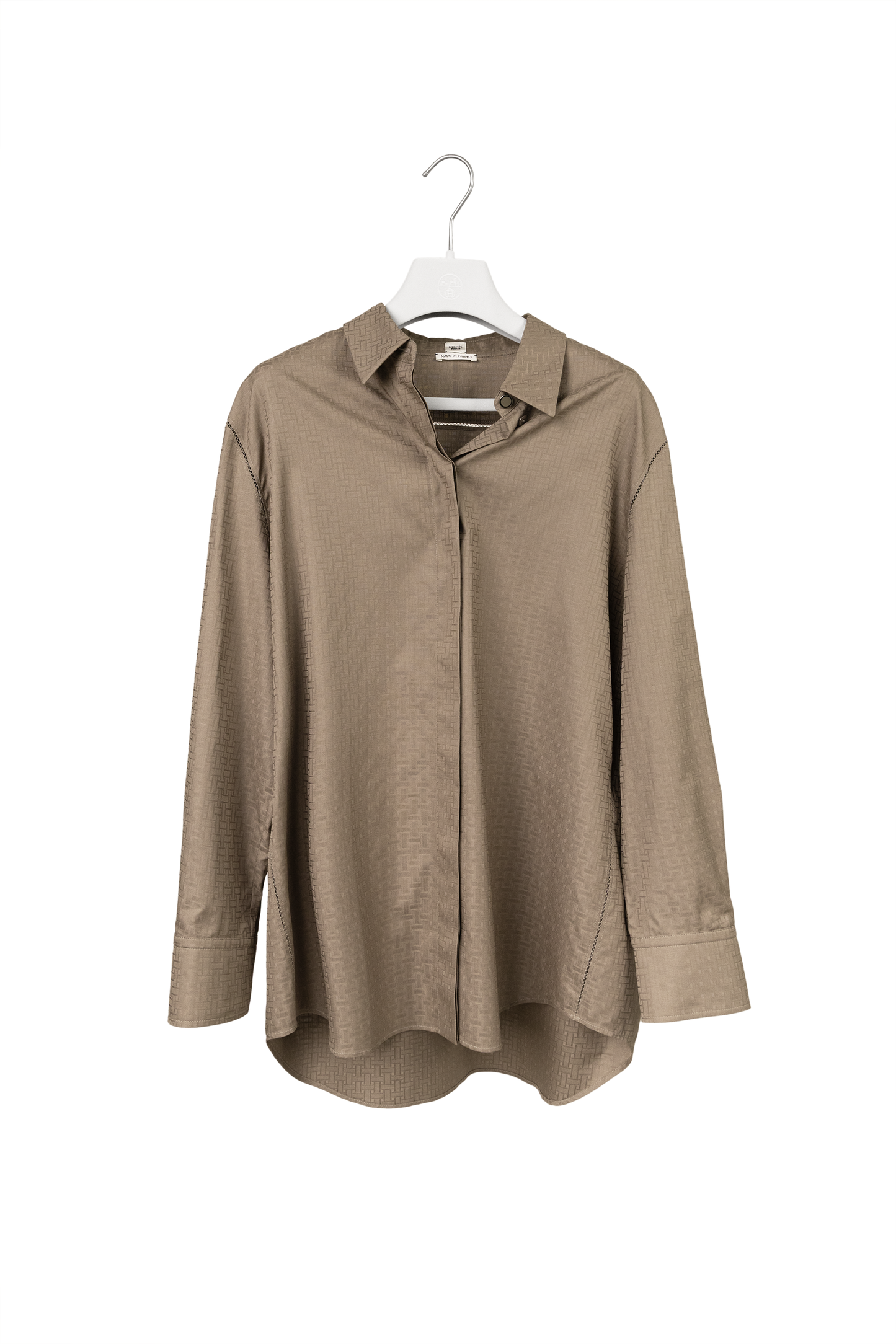 Hermès Chemise Masculine Gaze Mosaique in Gris Etoupe