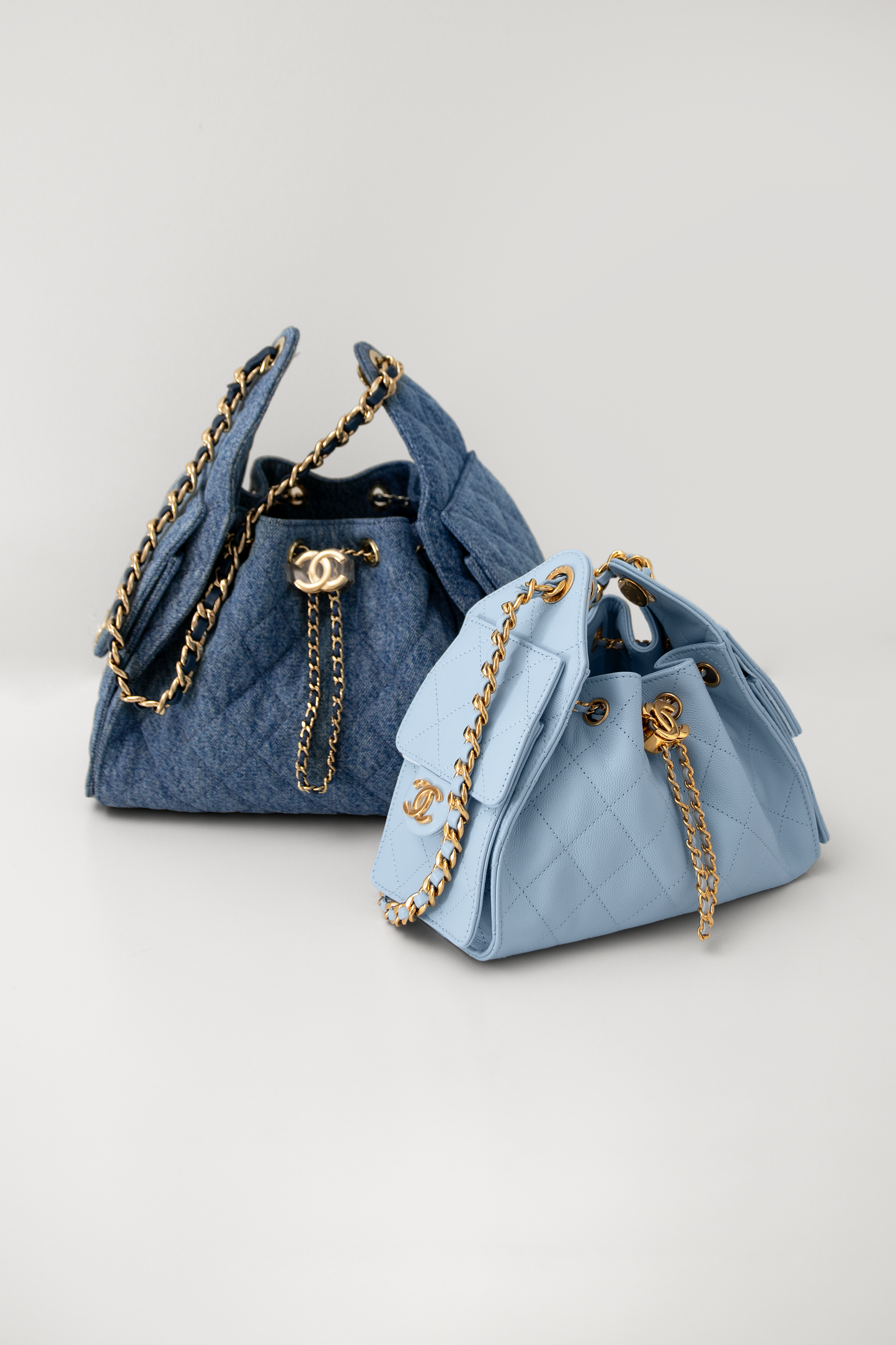 Chanel Small Denim & Mini Light Blue Hobo 25 Bags