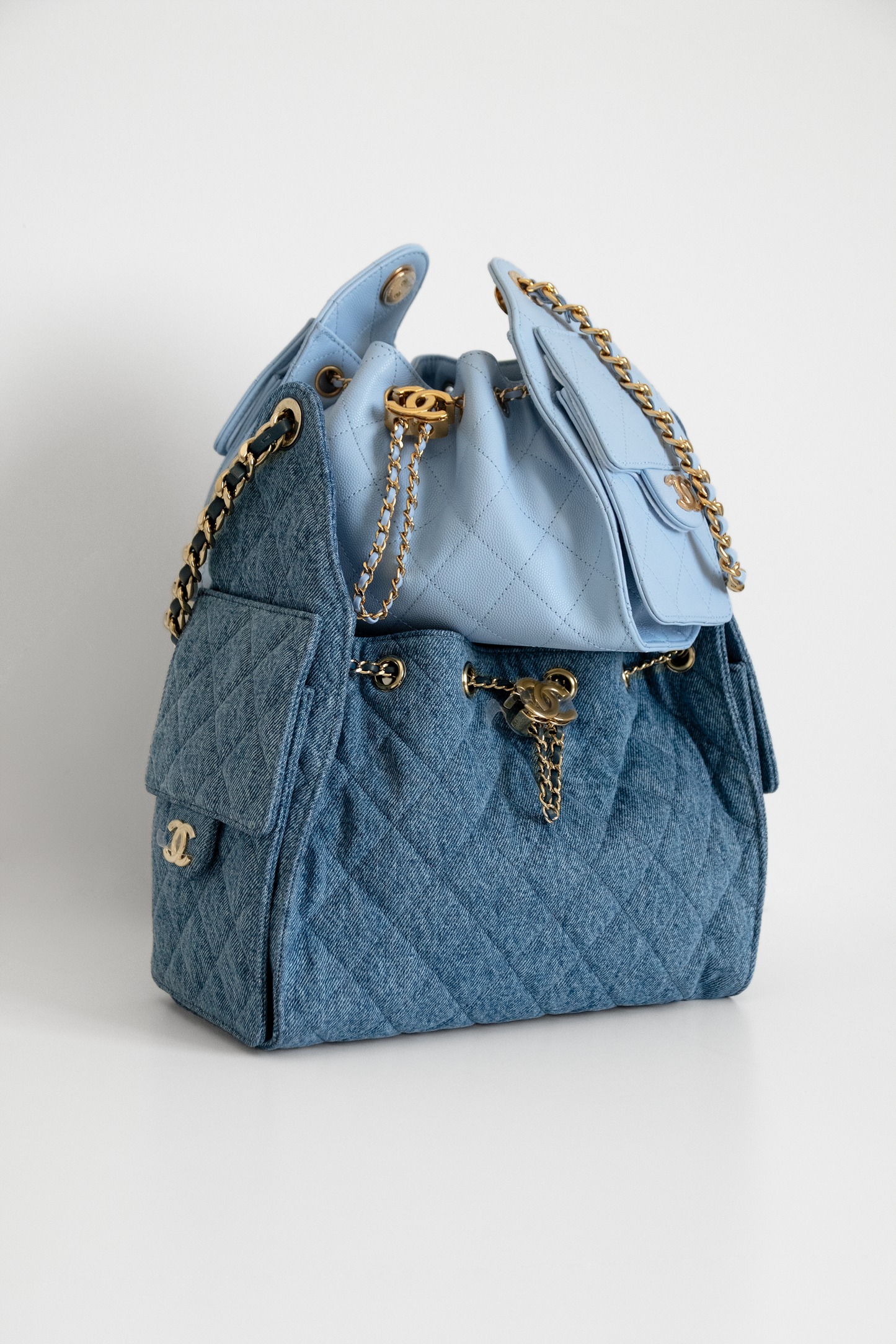 Chanel Small Denim & Mini Light Blue Hobo 25 Bags