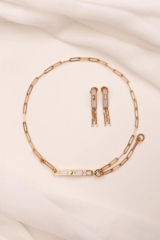 Hermès Kelly Gavroche Rose Gold Diamond Earrings & Kelly Chaine Lariat Rose Gold Diamond Necklace