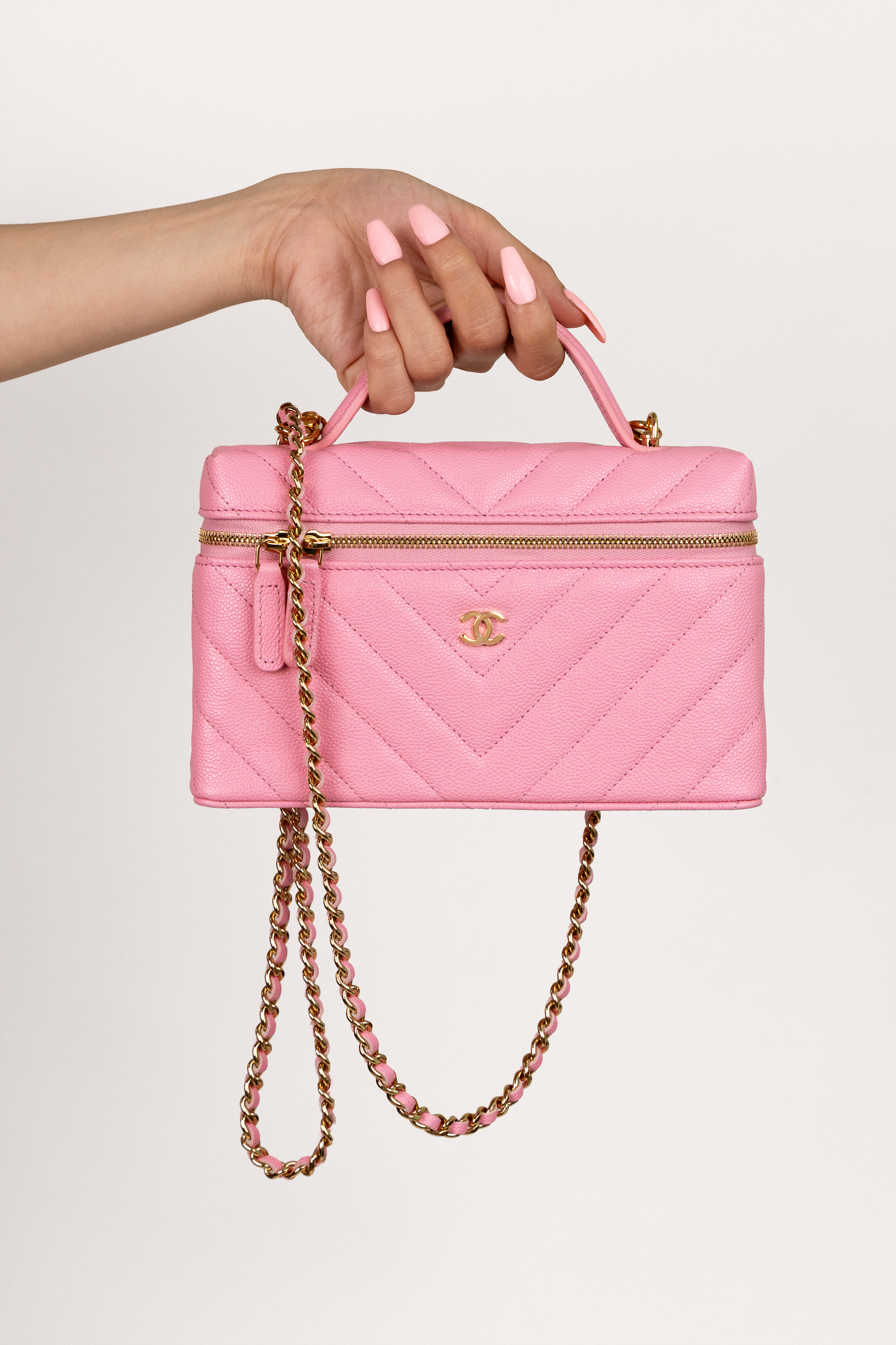 Chanel Vanity Case with Chain in Rose