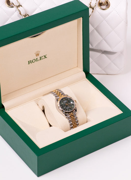 Rolex Oyster Perpetual Datejust Watch Green Floral Dial