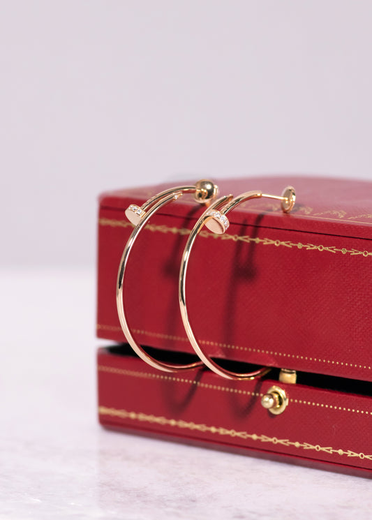 Cartier Pink Gold Diamond Hoop Earrings
