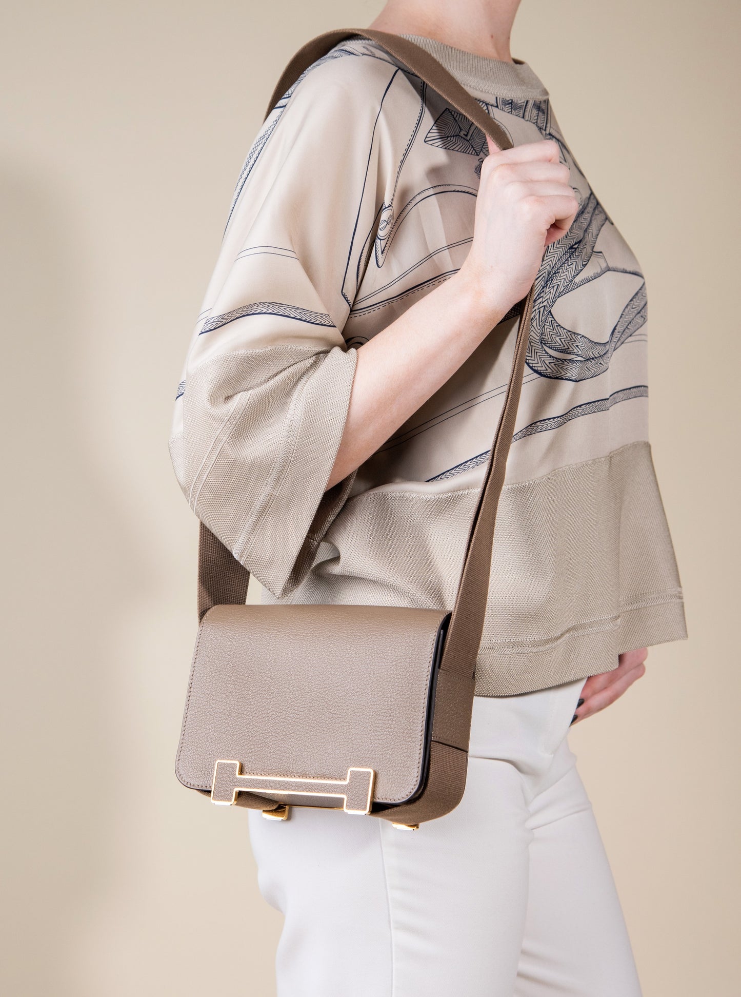 Hermès Geta Etoupe Bag GHW