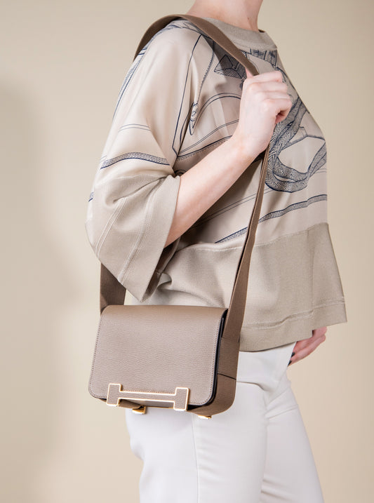 Hermès Geta Etoupe Bag GHW
