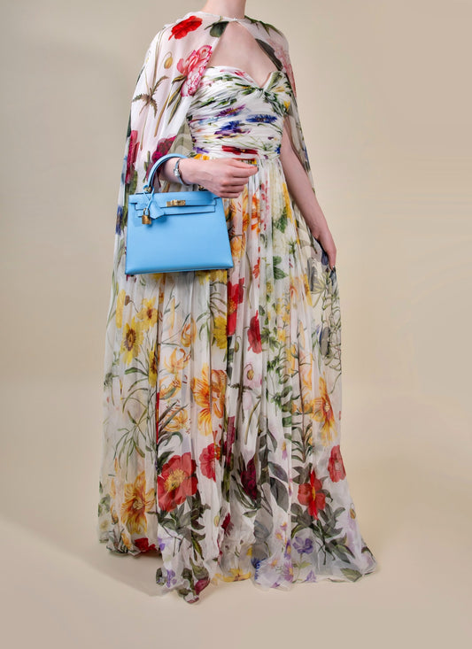 Oscar De La Renta Chiffon Cape Dress