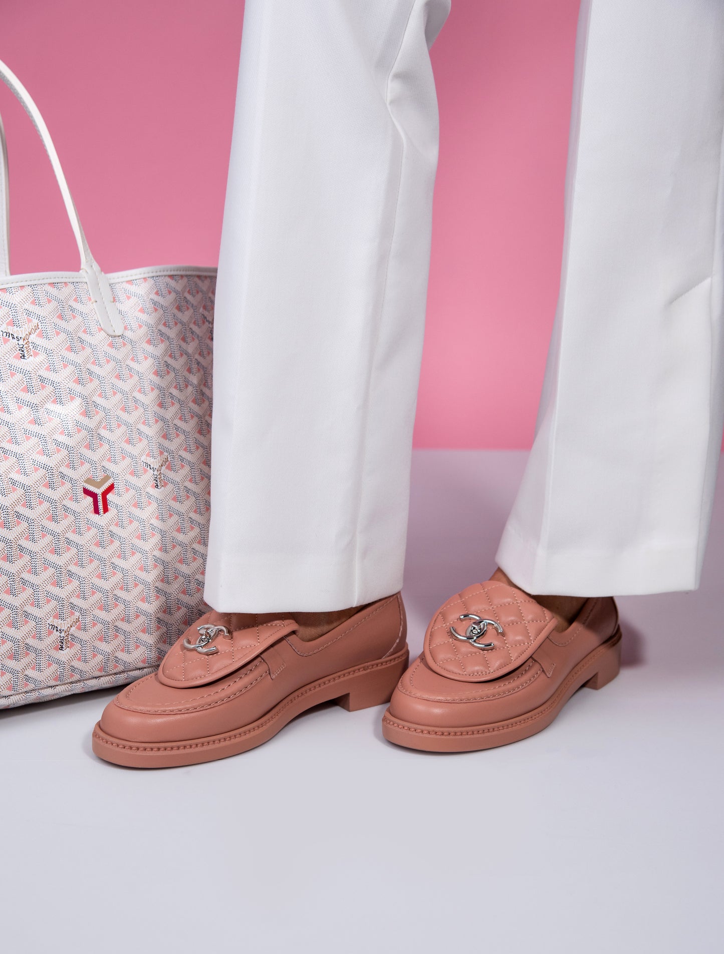 Chanel Lambskin Pink CC Loafers