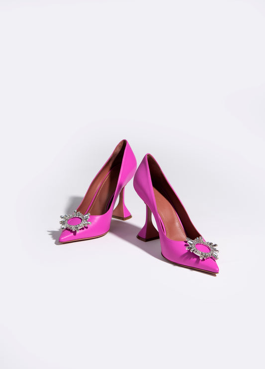 Amina Muaddi - Bright Pink Embellished Slingback