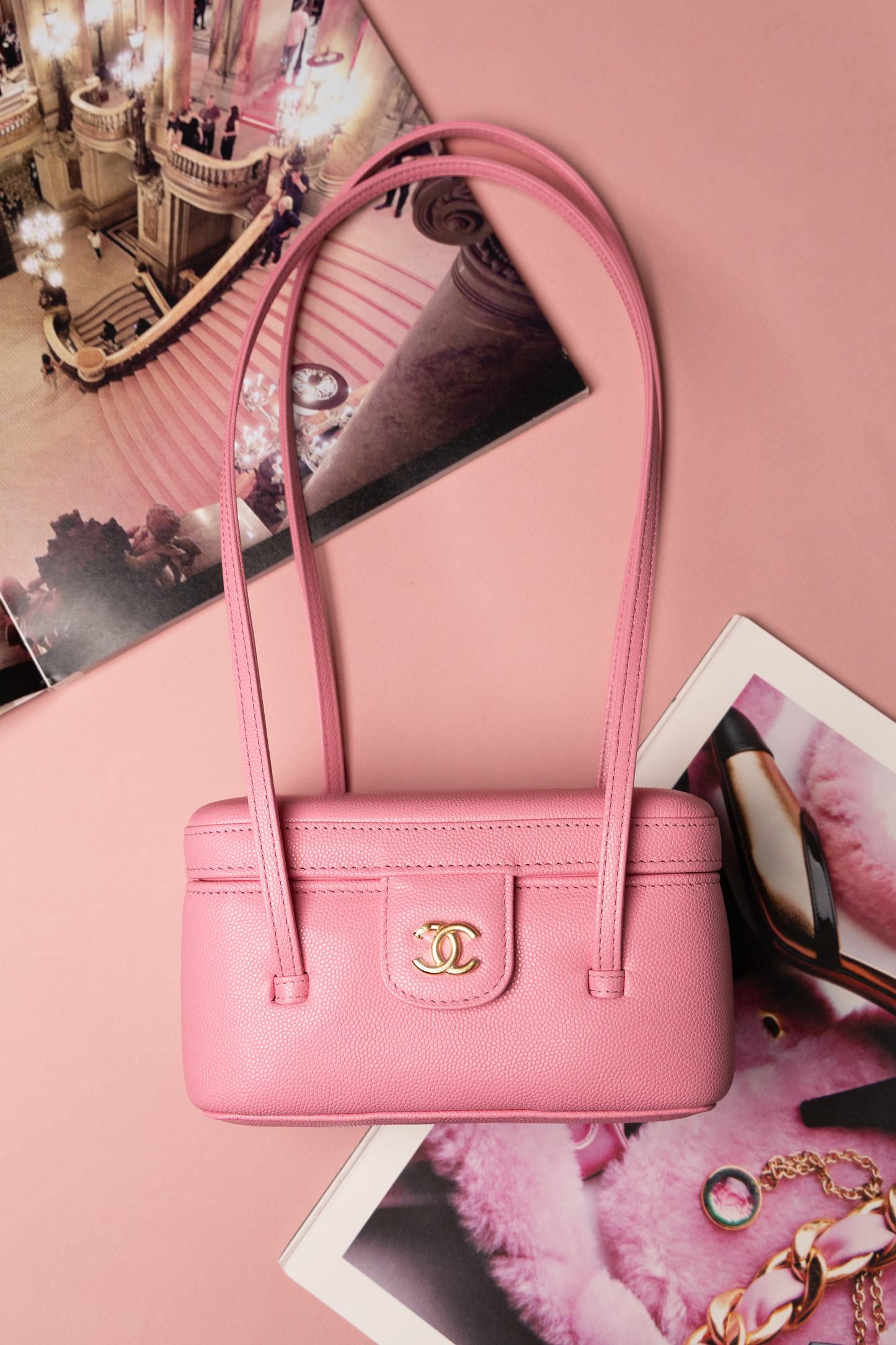 Chanel Long Vanity with Leather Straps in Pink