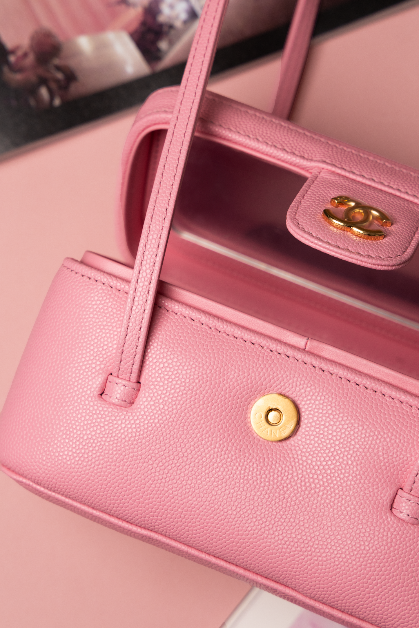 Chanel Long Vanity with Leather Straps in Pink