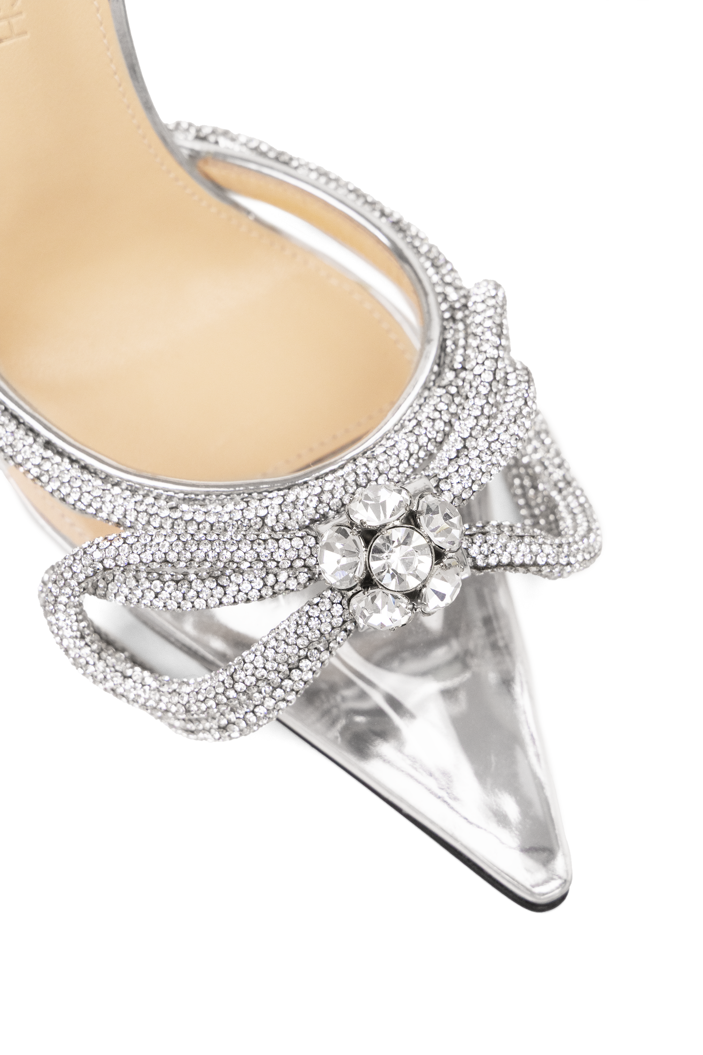 Mach & Mach Strass Double Bow Clear Ankle-Strap Pumps