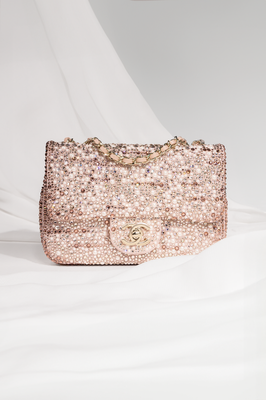 Chanel Mini Light Pink Strass/Imitation Pearls Evening Bag