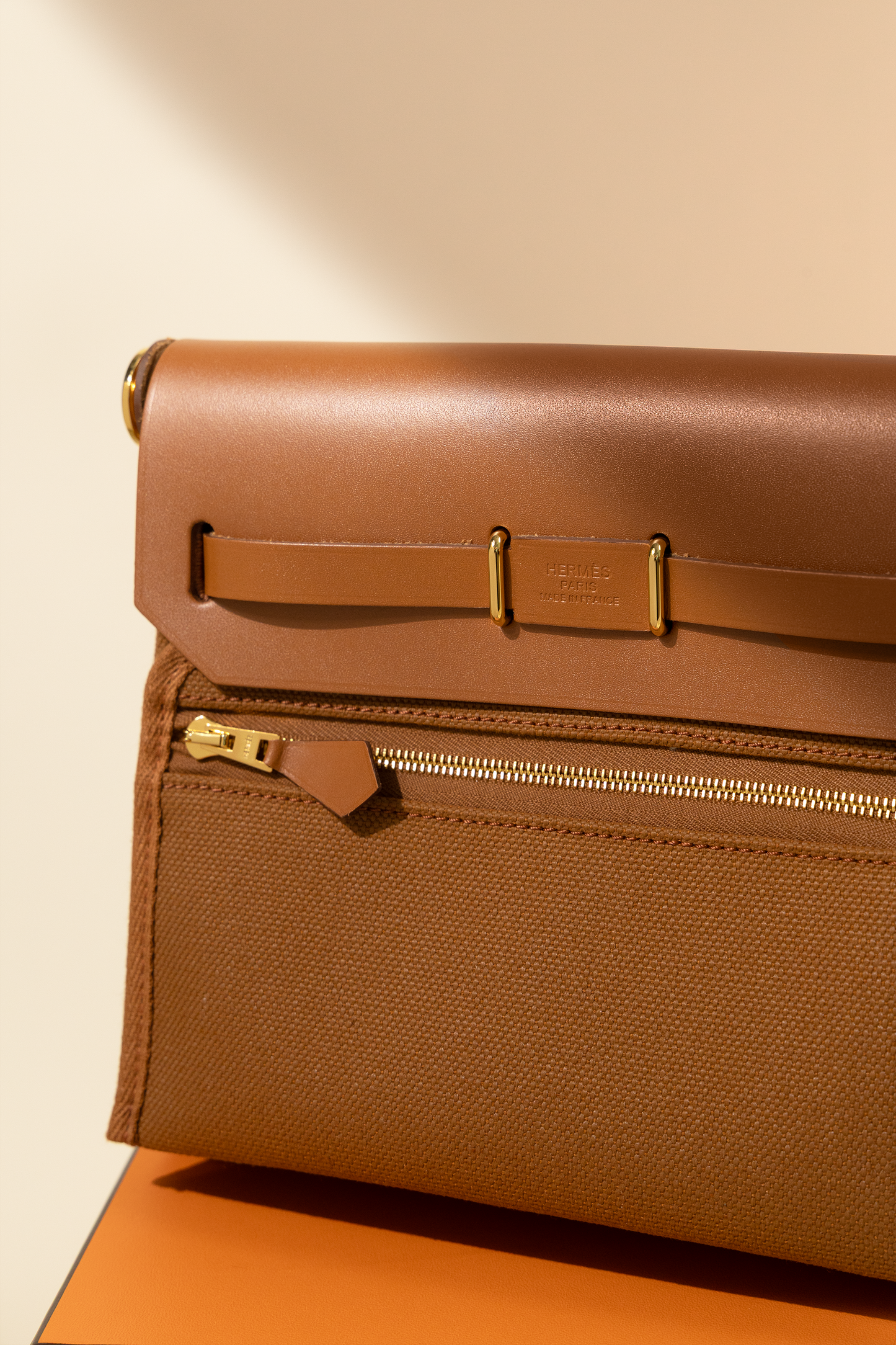 Hermès Mini Herbag Zip 20 Canvas in Fauve