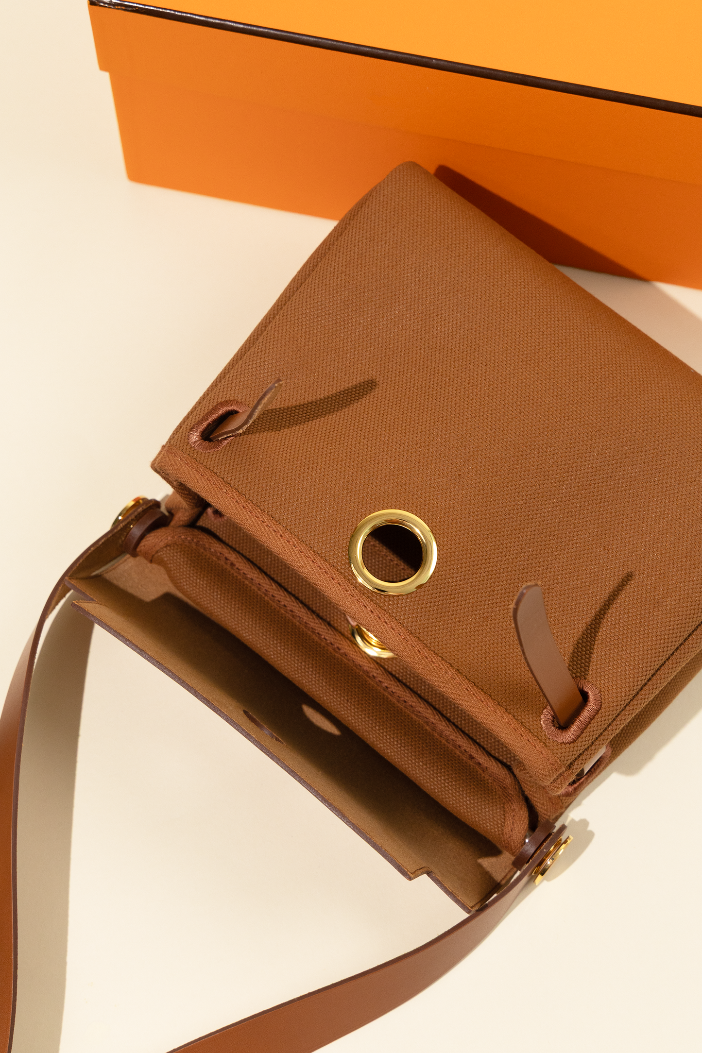Hermès Mini Herbag Zip 20 Canvas in Fauve