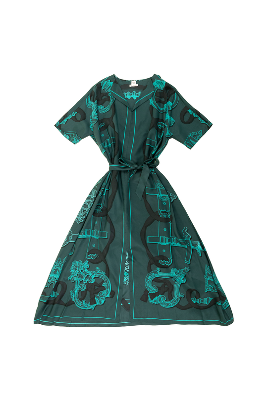 Hermès "Ferronnerie Remix" Caftan in Vert Pin