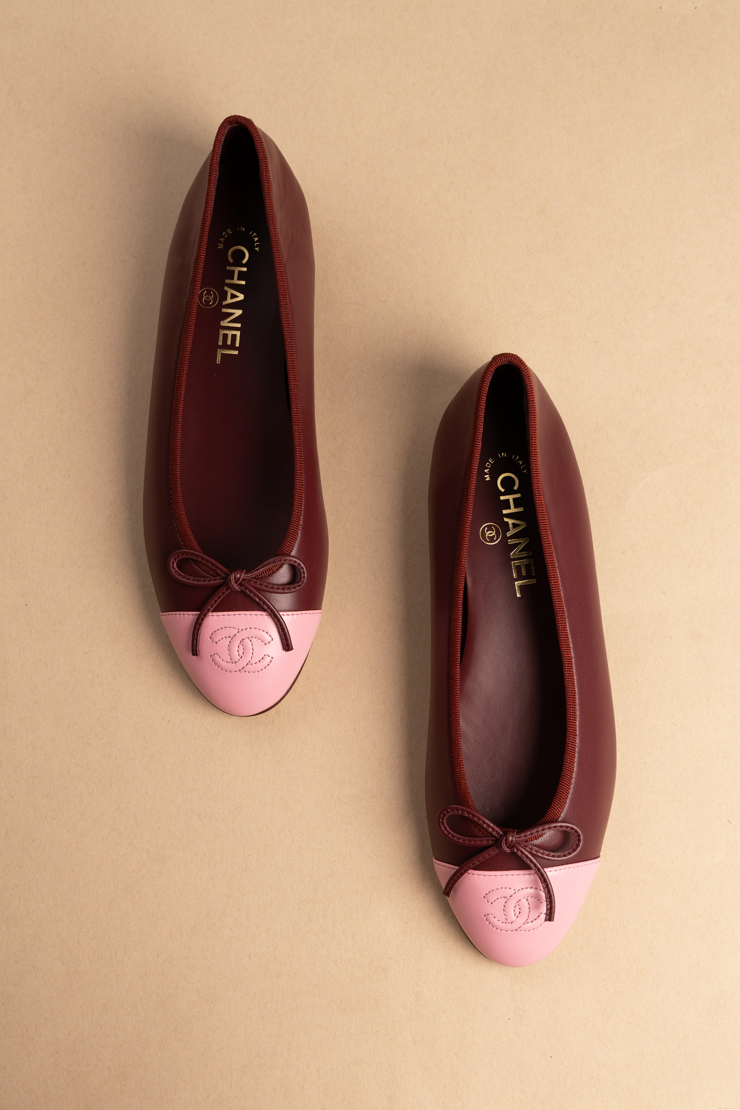 Chanel Ballet Flats in Burgundy/Rose