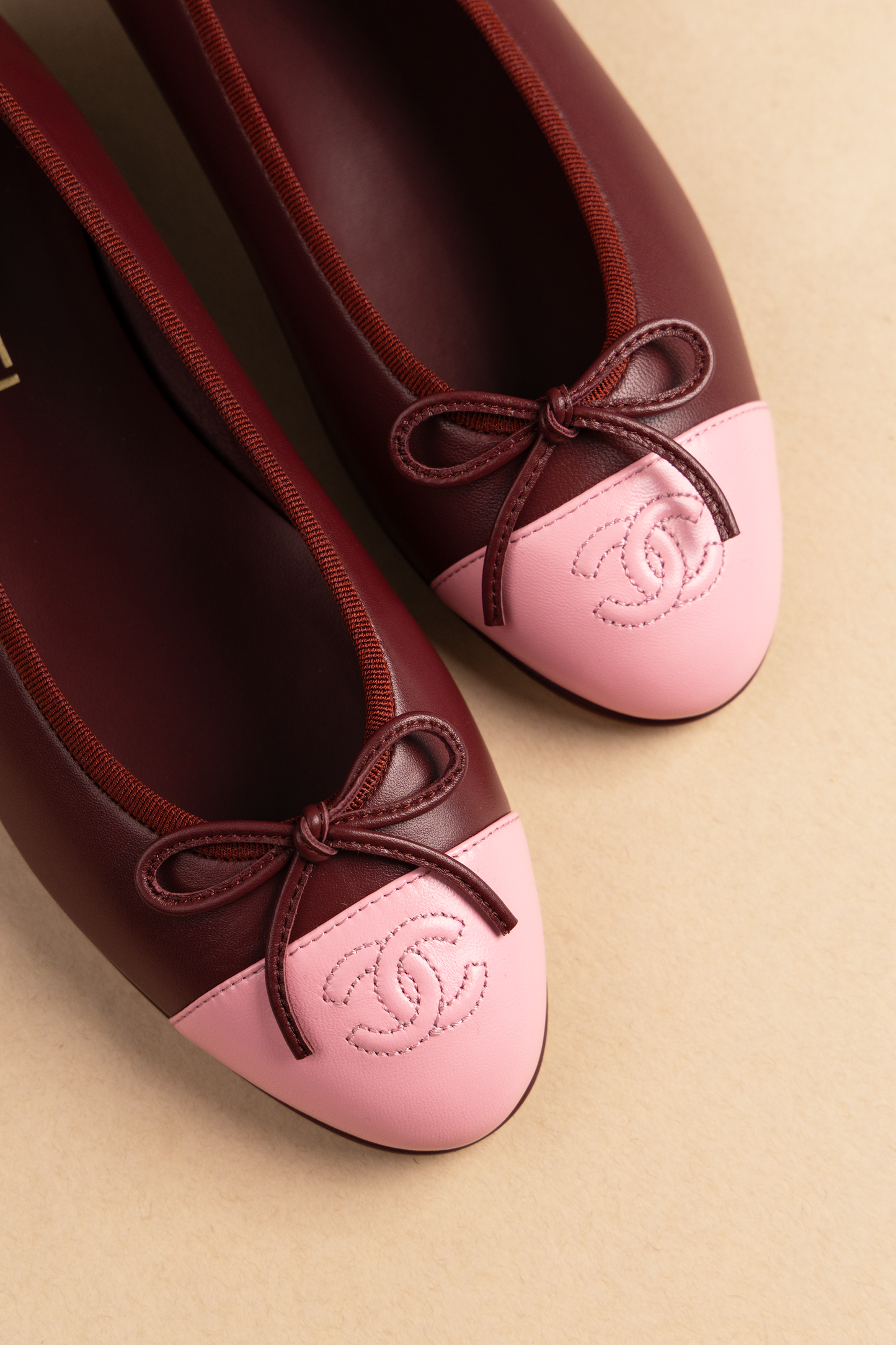 Chanel Ballet Flats in Burgundy/Rose