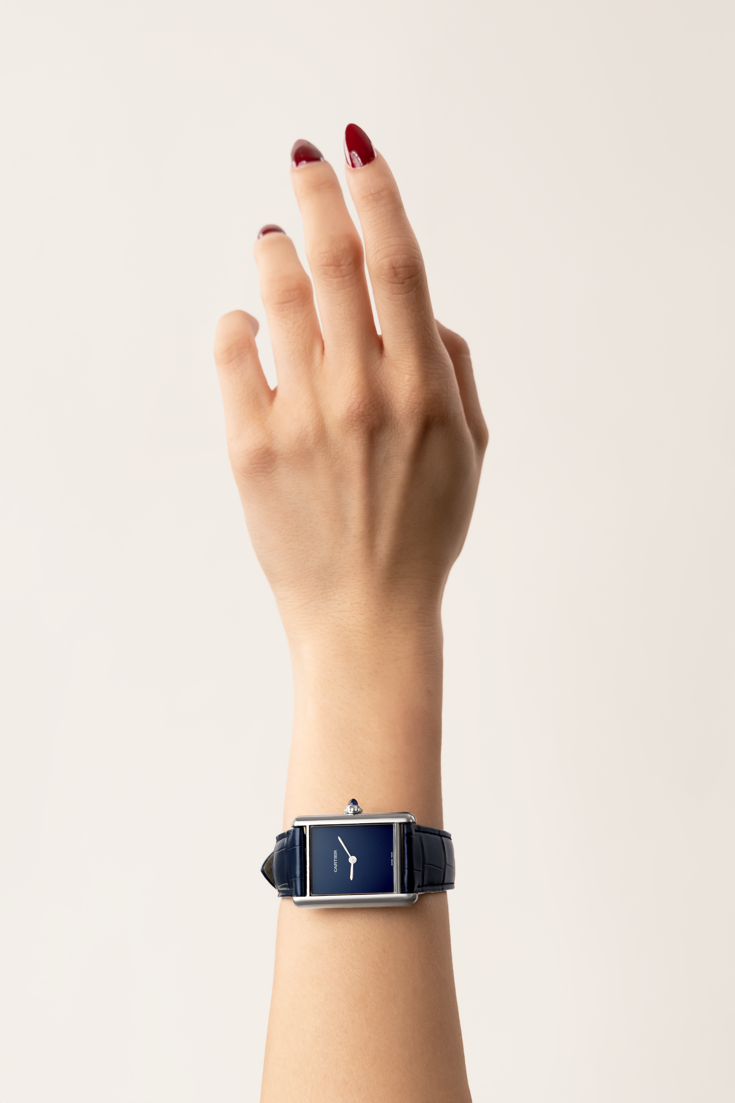 Cartier Limited Edition Tank Watch in Blue Alligator Strap