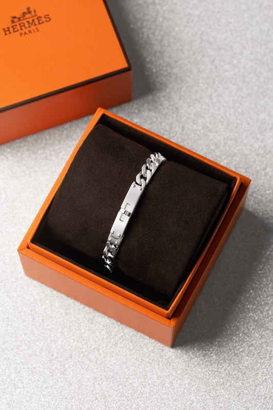 Hermès Kelly Gourmette Silver Bracelet