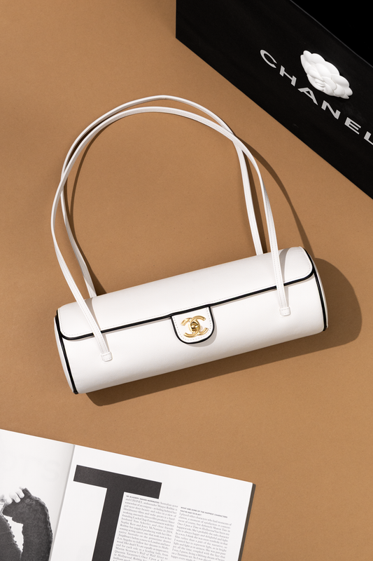 Chanel White/Black Bowling Bag
