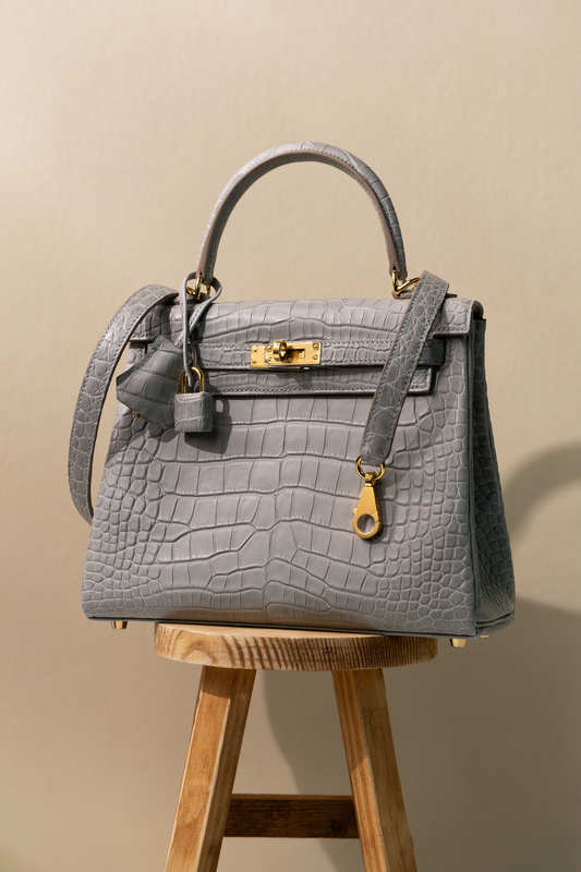 Hermès Kelly 25 Matte Alligator in Gris Perle GHW