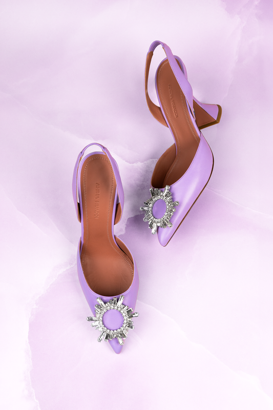 Amina Muaddi Begum Slingbacks in Light Purple