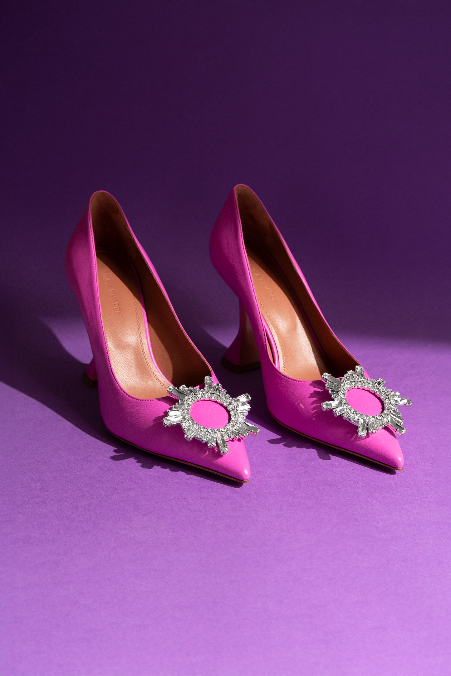 Amina Muaddi Begum Slingbacks in Fuchsia