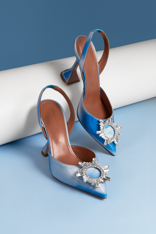 Amina Muaddi Begum Slingbacks in Blue Ombre