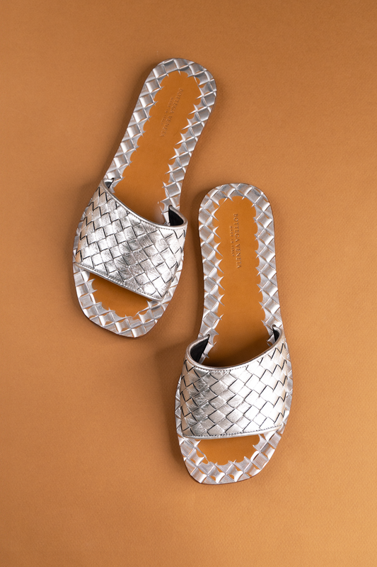 Bottega Veneta Silver Sandals