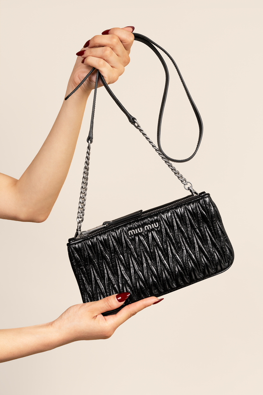 Miu Miu Matelassé Black Leather Crossbody Bag