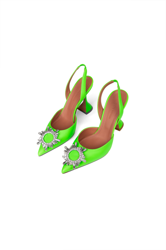 Amina Muaddi Begum Green Slingbacks Pumps