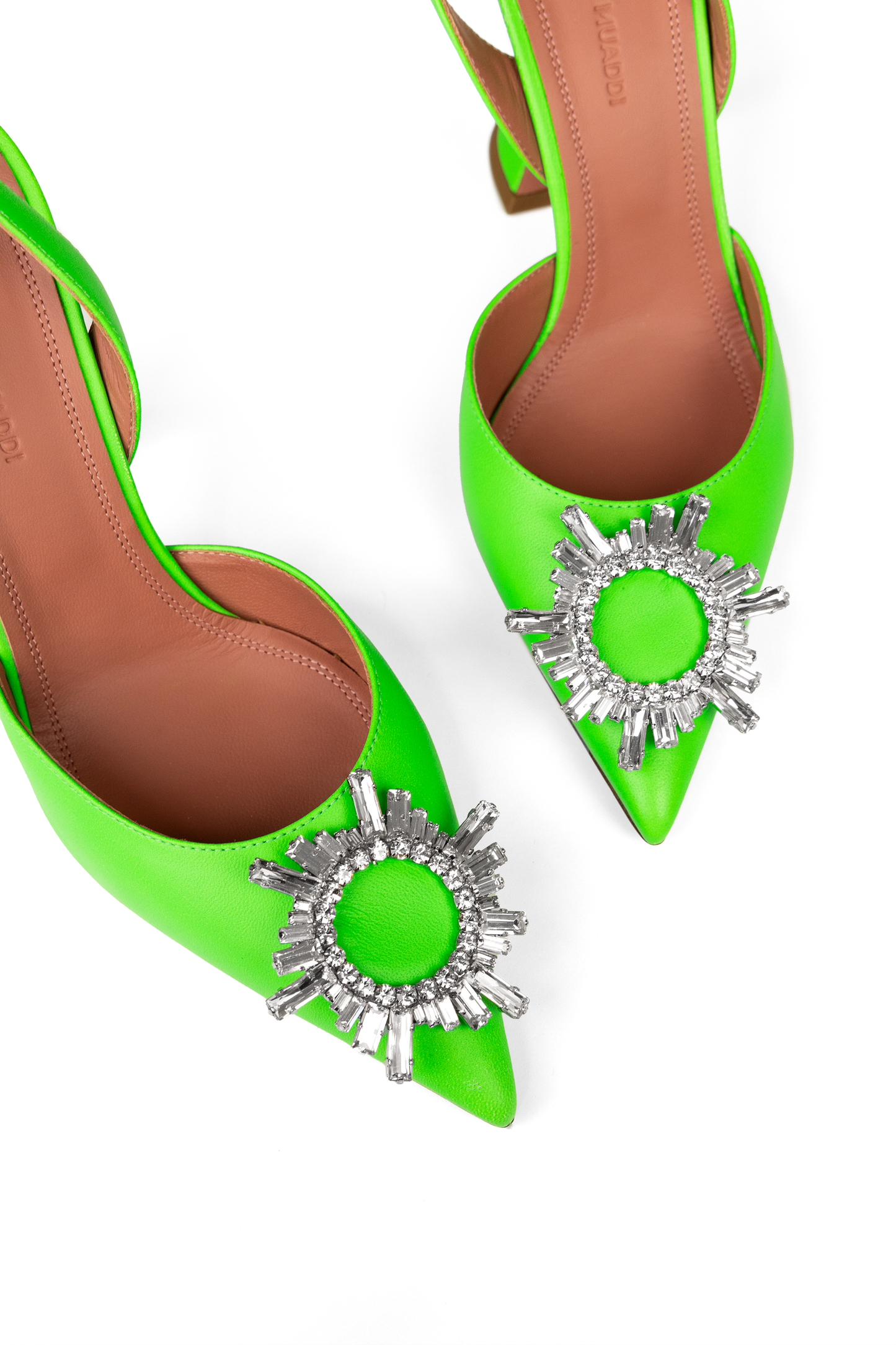 Amina Muaddi Begum Green Slingbacks Pumps