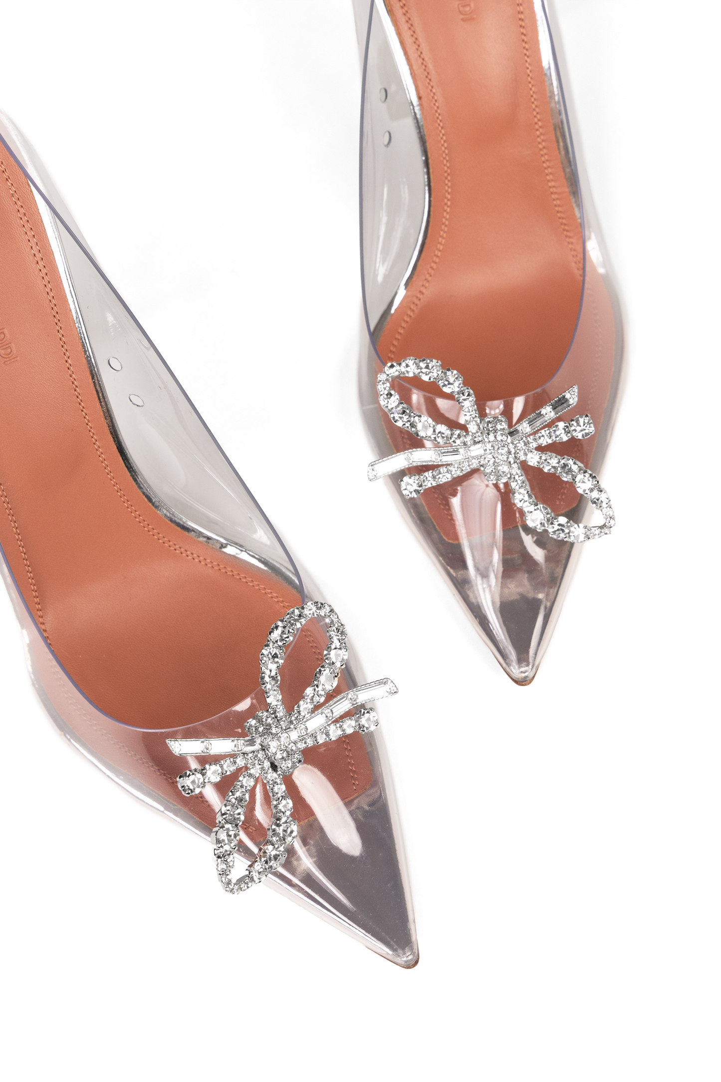 Amina Muaddi Bow Begum Clear Pumps