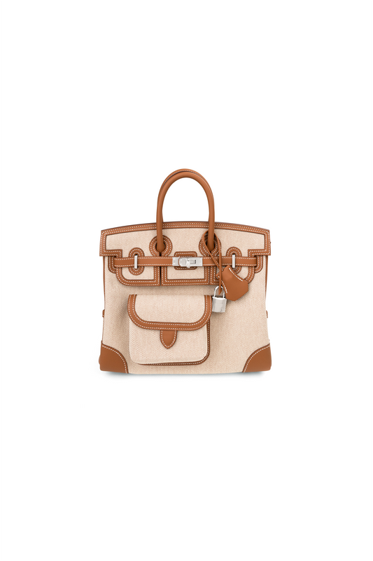 Hermès Birkin 25 Cargo Canvas/Swift Calfskin in Ecru Beige/Gold PHW