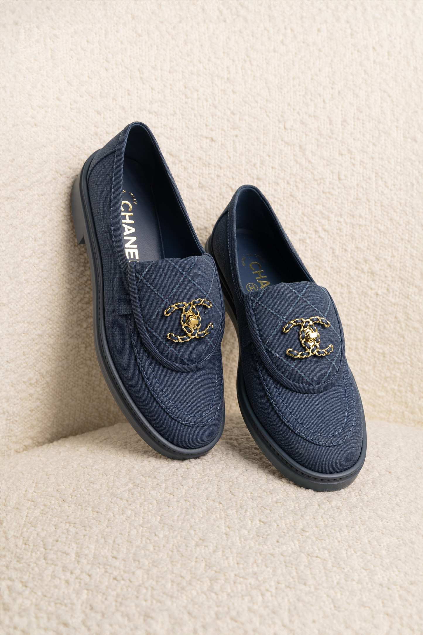 Chanel Blue Denim Loafers